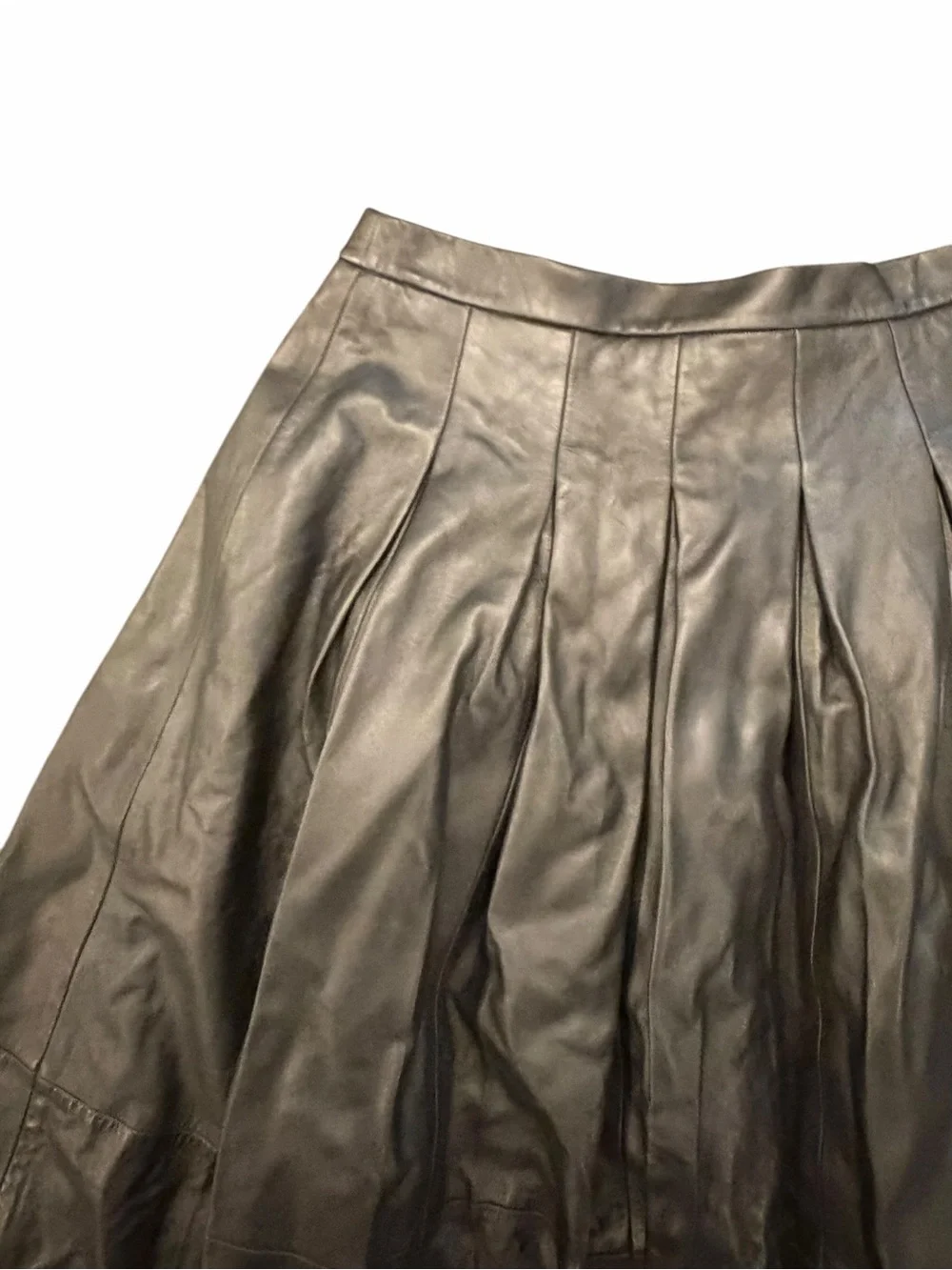 NEW Nordstrom Pleated Leather Skirt Black Size Medium Cowgirl Boho Whimsigoth